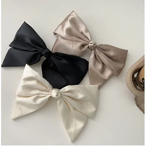 Red satin big butterfly texture all-match spring temperament wild  ponytail clip hair accessories
