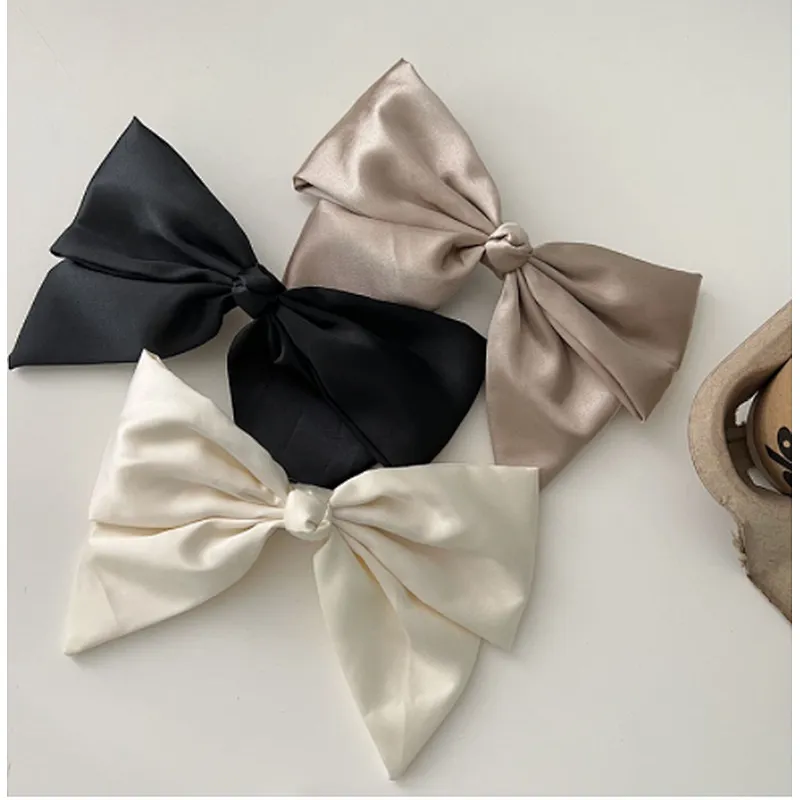 Red satin big butterfly texture all-match spring temperament wild  ponytail clip hair accessories