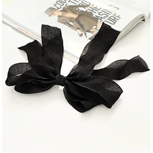 New fairy temperament sweet solid color mesh bow streamer top clip