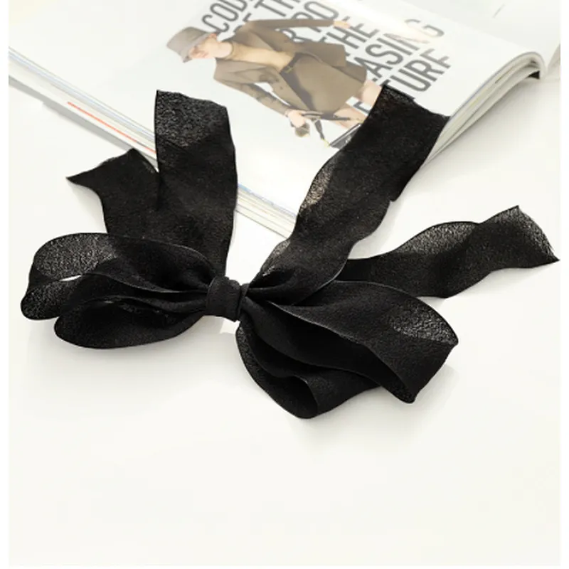 New fairy temperament sweet solid color mesh bow streamer top clip