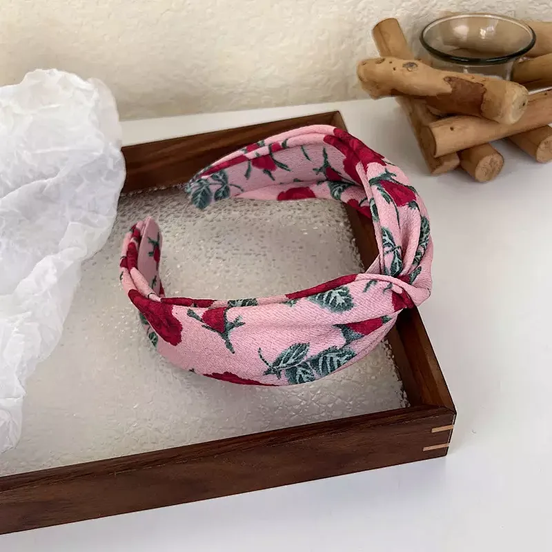 Autumn And Winter French Retro Fabric Rose Intestine Ring Scrunchies Bow French Barrtte Hair Accessories Headband Hairband