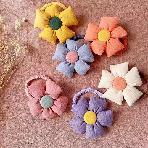Autumn And Winter New Fill Cotton Big Flower Hair Circle Lovely Ponytail Holder Children