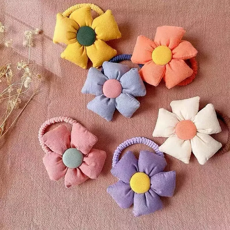 Autumn And Winter New Fill Cotton Big Flower Hair Circle Lovely Ponytail Holder Children