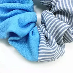 Hot Selling New Striped Plain Color Stitching Hair Ring Summer Chiffon Flower Forest Hair Accessories Scrunchies