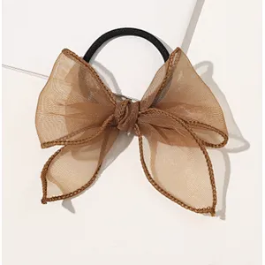 Dreamy hazy mesh bow  hair rope super fairy French  net red hair accessories