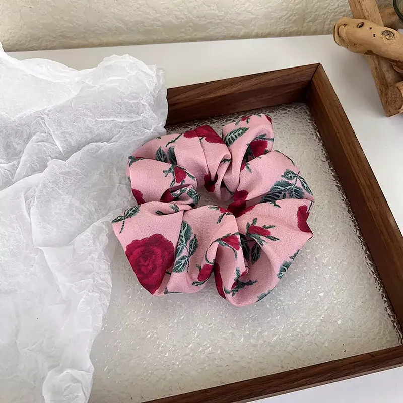 Autumn And Winter French Retro Fabric Rose Intestine Ring Scrunchies Bow French Barrtte Hair Accessories Headband Hairband