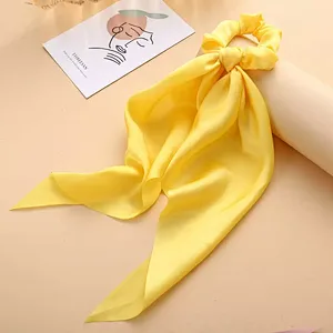 Fashion Bow-knot Girls Hair Scrunchies Women Elastic Hair Band Scarf Hair Rope Ties