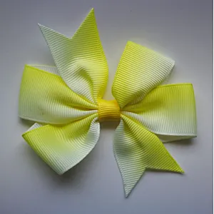 Hot selling printing gradient rainbow stripes fishtail bow hairpin children's hair accessories