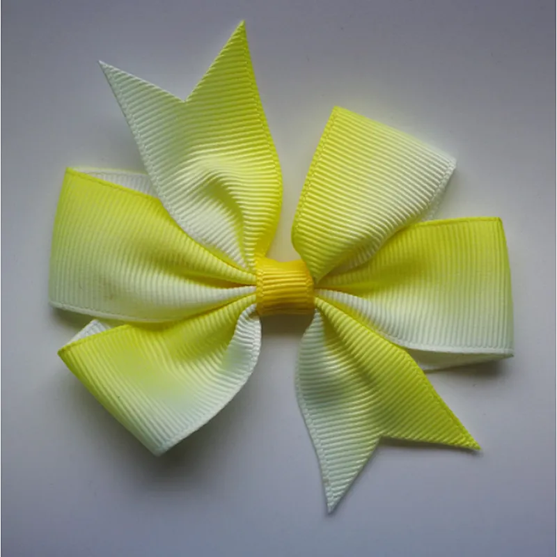 Hot selling printing gradient rainbow stripes fishtail bow hairpin children's hair accessories