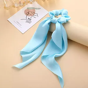 Fashion Bow-knot Girls Hair Scrunchies Women Elastic Hair Band Scarf Hair Rope Ties
