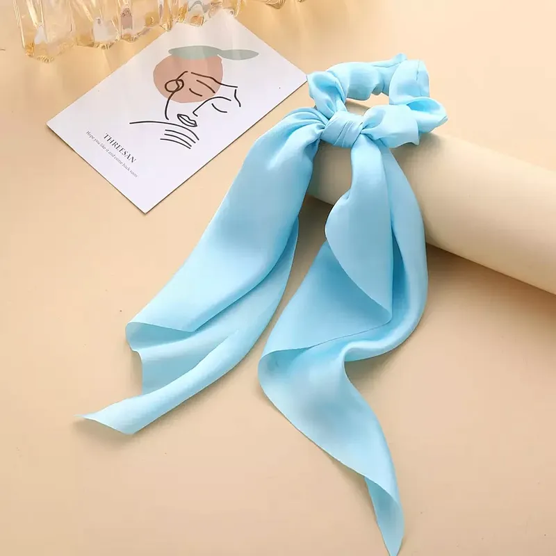 Fashion Bow-knot Girls Hair Scrunchies Women Elastic Hair Band Scarf Hair Rope Ties