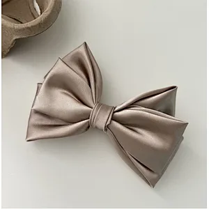 Red satin big butterfly texture all-match spring temperament wild  ponytail clip hair accessories