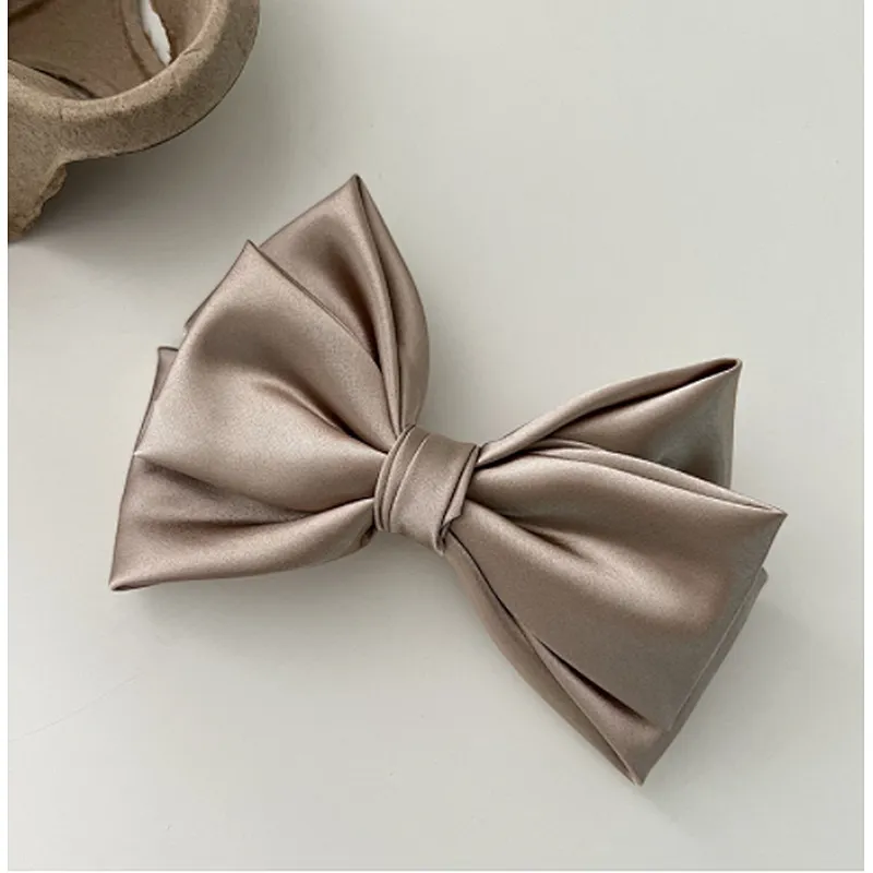 Red satin big butterfly texture all-match spring temperament wild  ponytail clip hair accessories