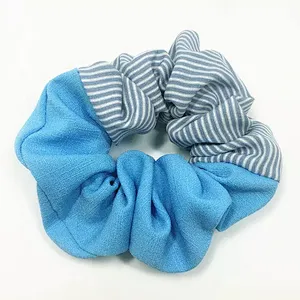 Hot Selling New Striped Plain Color Stitching Hair Ring Summer Chiffon Flower Forest Hair Accessories Scrunchies