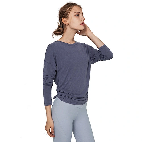 Dropshipping Spring Breathable Long Sleeve Open Back Sport Tops Womens Yoga Tank Top Gym