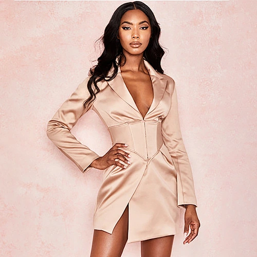 Women  Clothing House Of Sexy V Neck Irregular Fashion Suit Long Sleeve Bodycon Dress