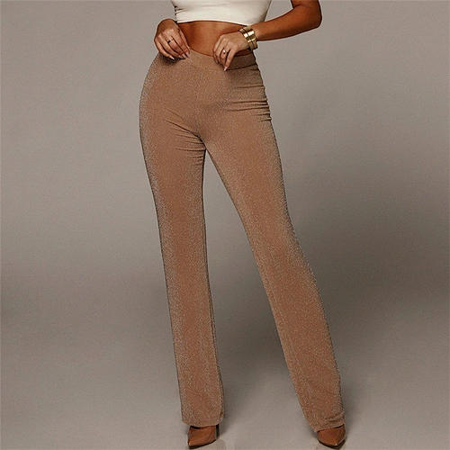 Women Office Trouser Ribbed Stacked Tight Trousers Casual Jogging Wide Leg Pants