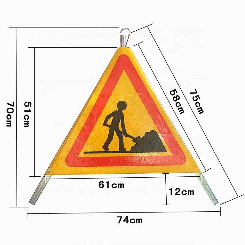 Flexible Roll Up Retractable Tripods Reflective Road Safety Traffic Signs For Warning Signs