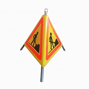 Flexible Roll Up Retractable Tripods Reflective Road Safety Traffic Signs For Warning Signs