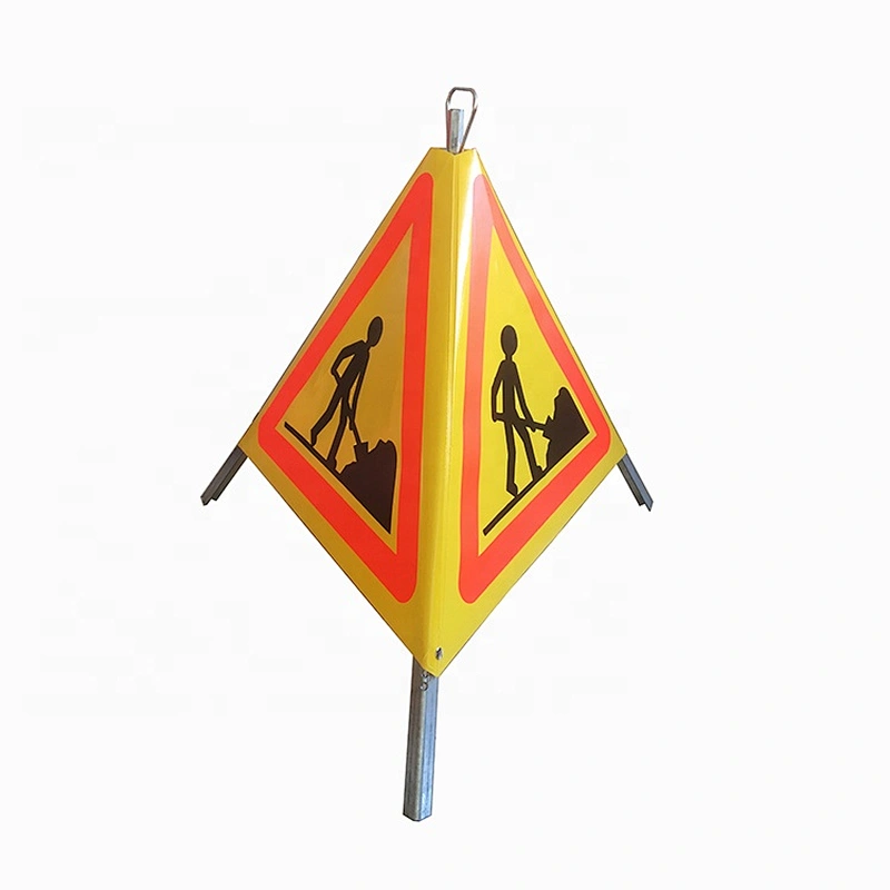 Flexible Roll Up Retractable Tripods Reflective Road Safety Traffic Signs For Warning Signs