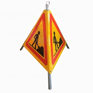 Flexible Roll Up Retractable Tripods Reflective Road Safety Traffic Signs For Warning Signs