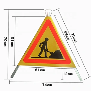 Flexible Roll Up Retractable Tripods Reflective Road Safety Traffic Signs For Warning Signs