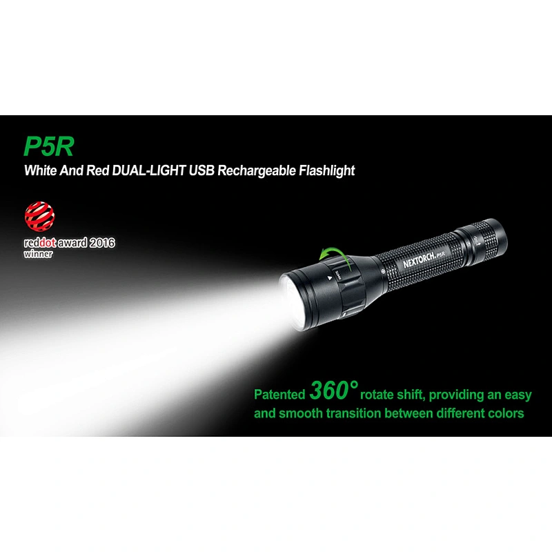 NEXTORCH P5R White and Red Dual color LED flashlight rechargeable USB hunting outdoor torch
