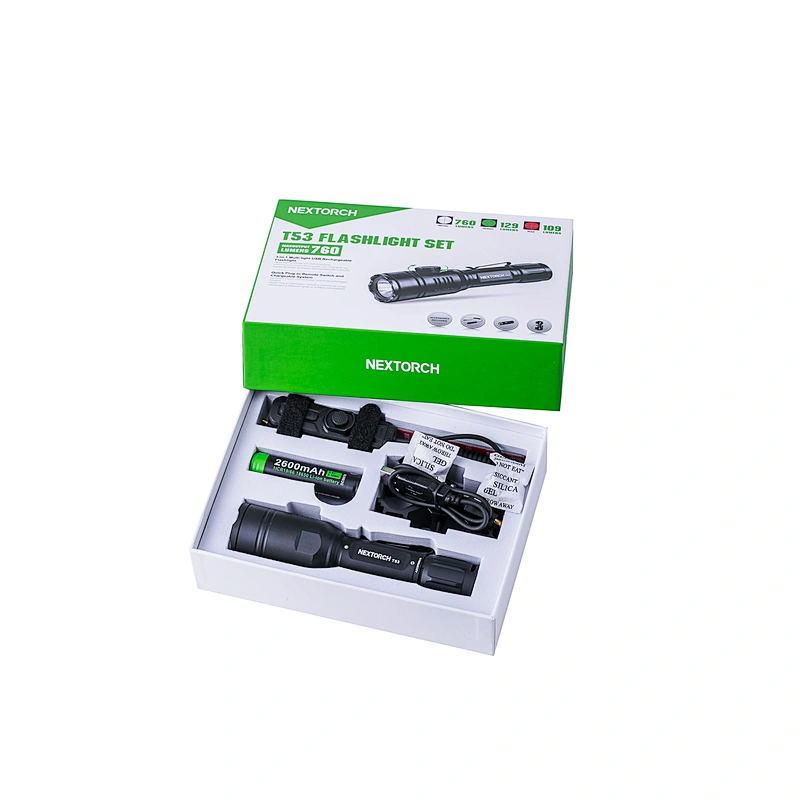 Nextorch T53 hunting flashlight set 3 light sources in 1 rechargeable white red green hunting light