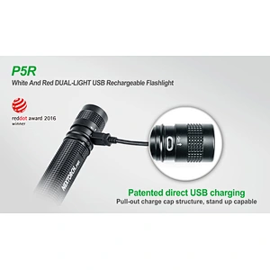 NEXTORCH P5R White and Red Dual color LED flashlight rechargeable USB hunting outdoor torch
