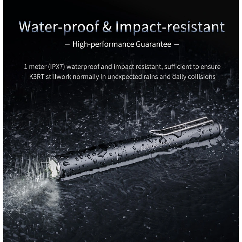 NEXTORCH K3RT Tactical LED penlight flashlight USB rechargeable stainless steel glass breaker pocket clip waterproof torch