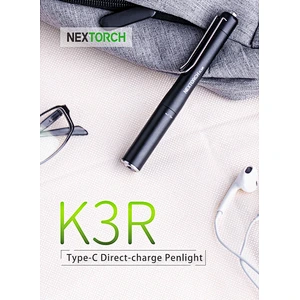 NEXTORCH K3R super bright LED flashlight 350 lumen type C rechargeable penlight EDC pocket light