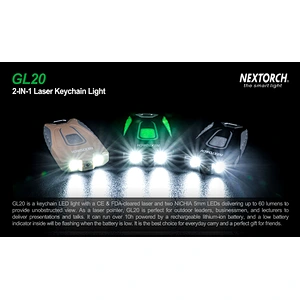 Nextorch GL20  keychain light white & red laser pointer rechargeable torch teacher lecher use laser pointer mini light