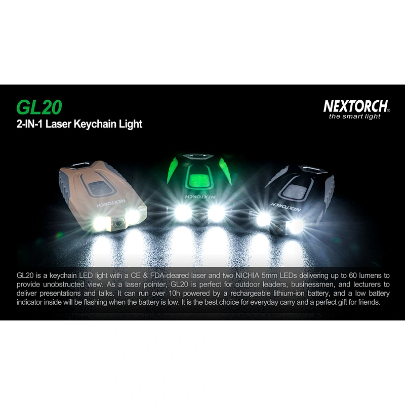 Nextorch GL20  keychain light white & red laser pointer rechargeable torch teacher lecher use laser pointer mini light