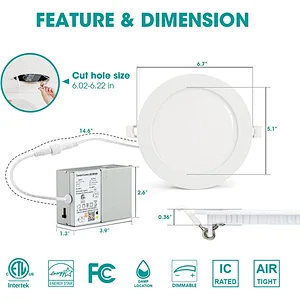 Smart Recessed Lighting 6 Inch 4 Pack, 12W Color Changing WiFi Recessed Lights, IC Rated & Air Tight Recess Ceiling Light, RGBCW Canless Pot Downlight, Alexa, Google Assistant Control, ETL