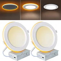 Recessed Lighting with Night Light 6 Inch, 14W 1300 Lumen 5CCT Dimmable Ultra Thin LED Recessed Lights, 2700K/3500K/4000K/5000K/6500K Canless Downlight Light, CRI 90, ETL & FCC,