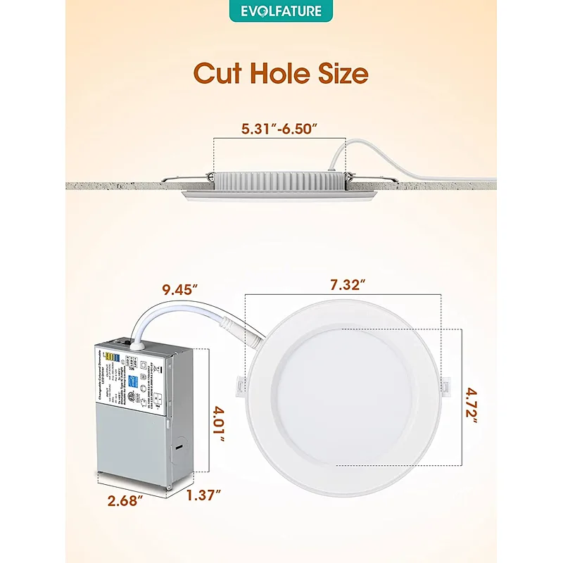 Recessed Lighting with Night Light 6 Inch, 14W 1300 Lumen 5CCT Dimmable Ultra Thin LED Recessed Lights, 2700K/3500K/4000K/5000K/6500K Canless Downlight Light, CRI 90, ETL & FCC,