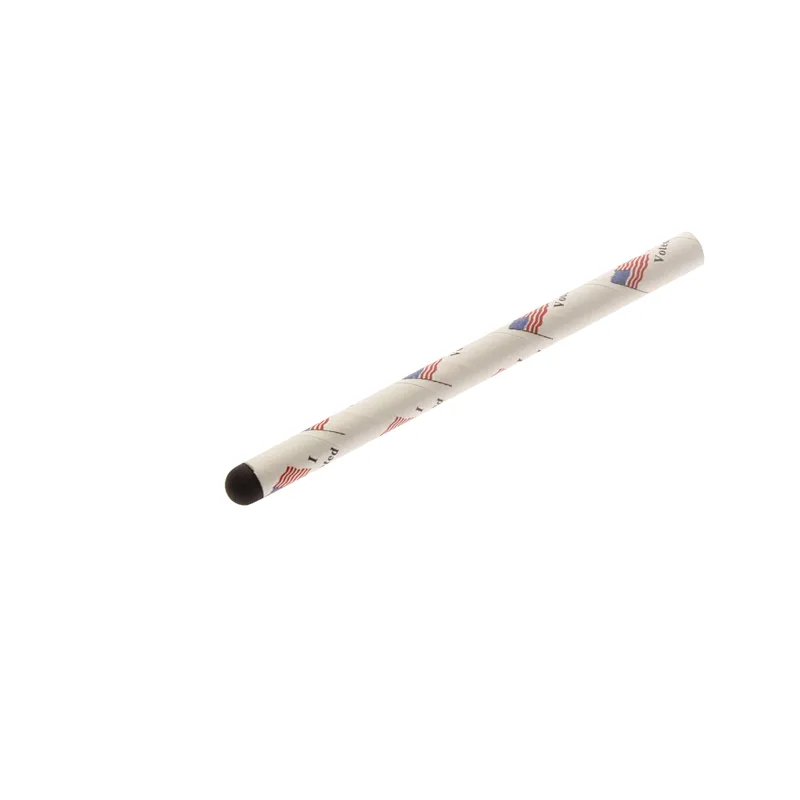 A one-time use disposable stylus constructed with eco-friendly material that functions with all capacitive touch screens and physical buttons.