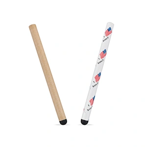 A one-time use disposable stylus constructed with eco-friendly material that functions with all capacitive touch screens and physical buttons.