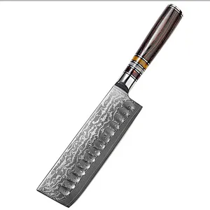 High Quality wood handle kitchen small Damascus kitchen chopper knife