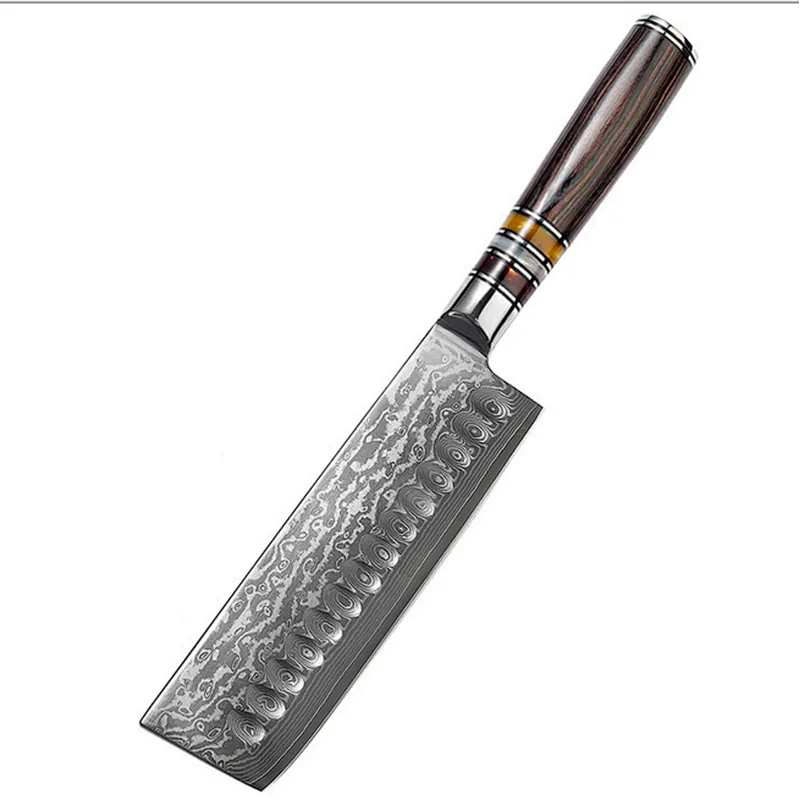 High Quality wood handle kitchen small Damascus kitchen chopper knife