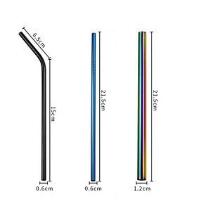 Environmental Rainbow Multi-Colored Metal Straw