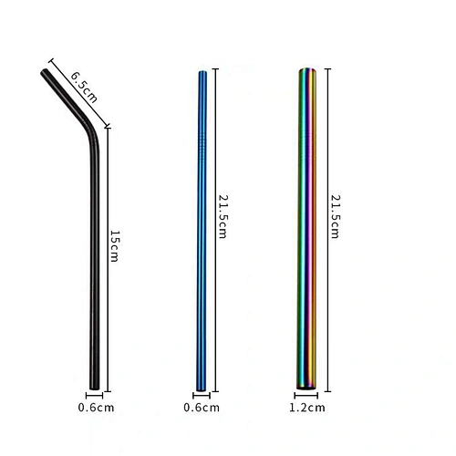 Environmental Rainbow Multi-Colored Metal Straw