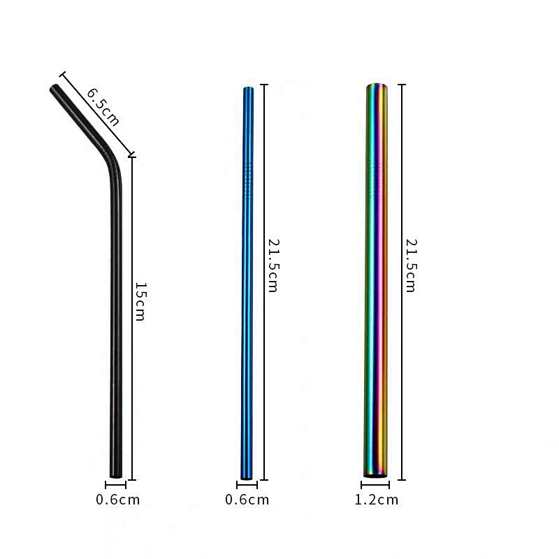 Environmental Rainbow Multi-Colored Metal Straw