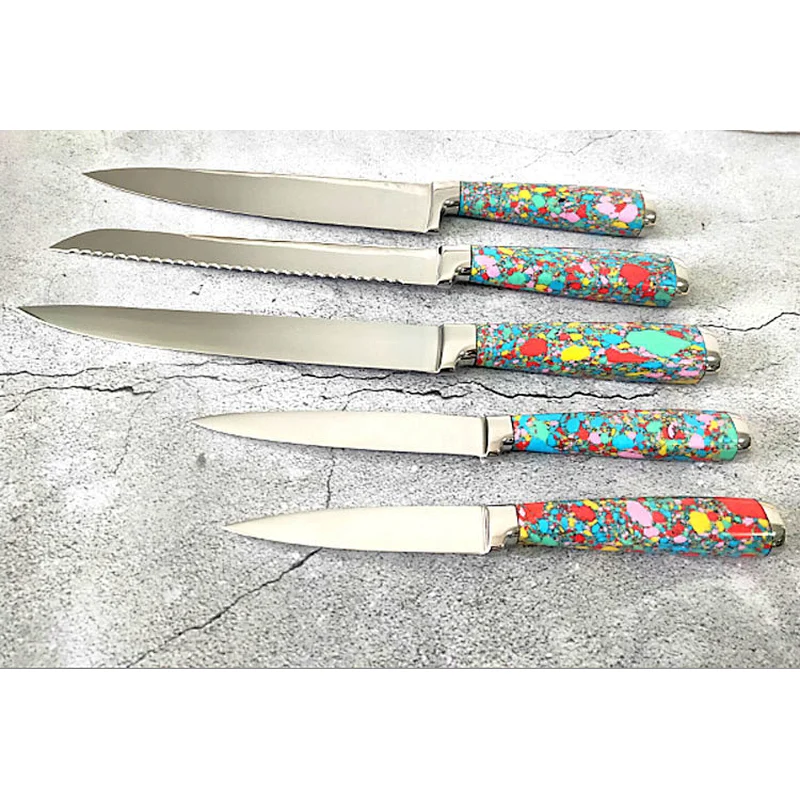New design Mirror Polishing blade stainless steel 5pcs kitchen knives set