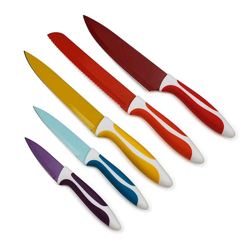 5pcs Kitchen Knife Set Color Coded blades with Paint spraying blade