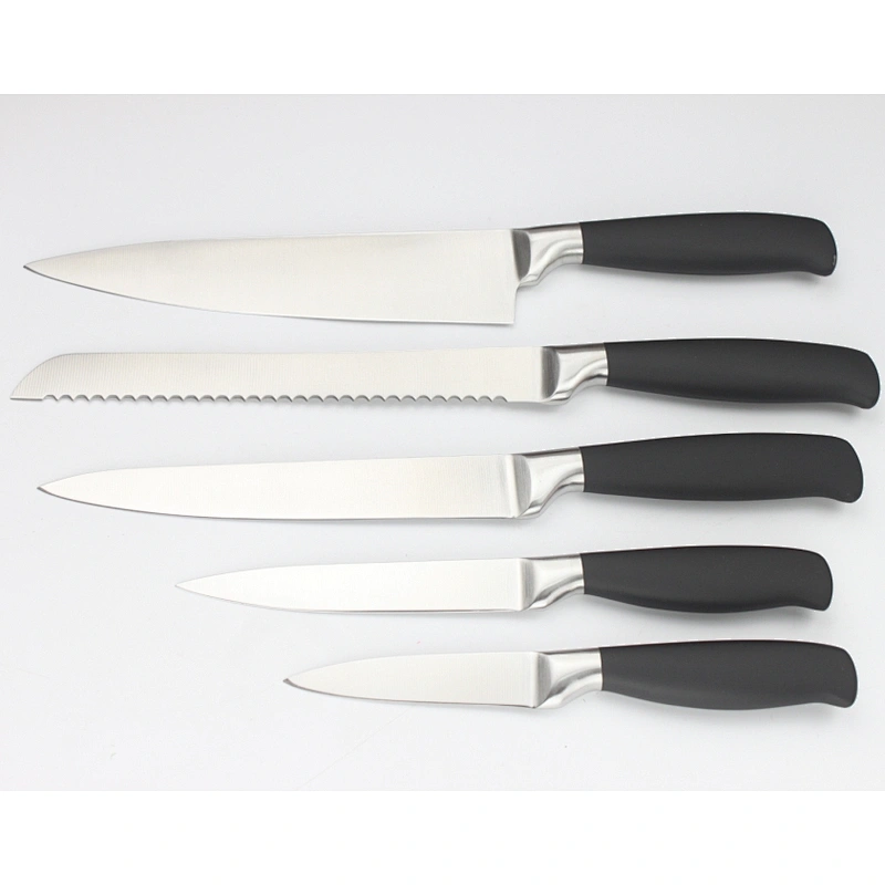 Soft handle for Stainless Steel Blades 5pcs Kitchen knife Set