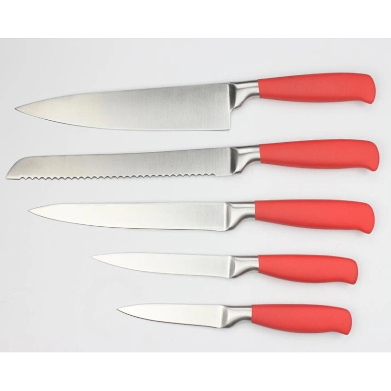 Soft handle for Stainless Steel Blades 5pcs Kitchen knife Set