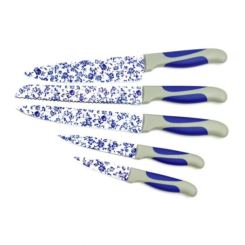 New design Chinese style stainless steel kitchen color knife set
