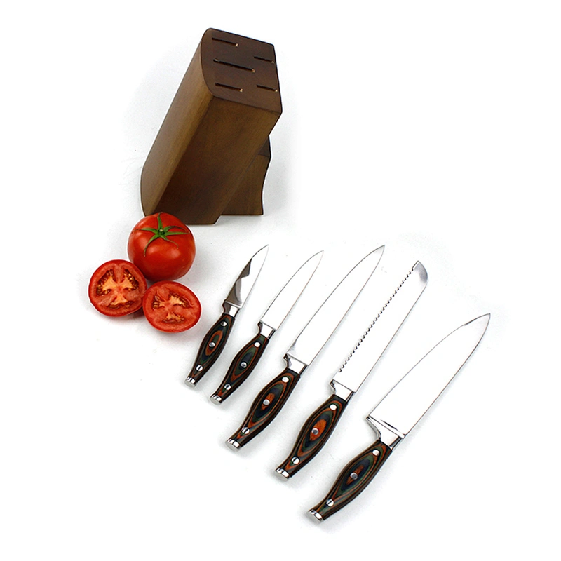 Low MOQ 5pcs  Kitchen knife set with wooden  handle