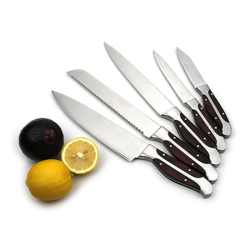 High quality wooden handle 5pcs kitchen knife set with EVA gift box